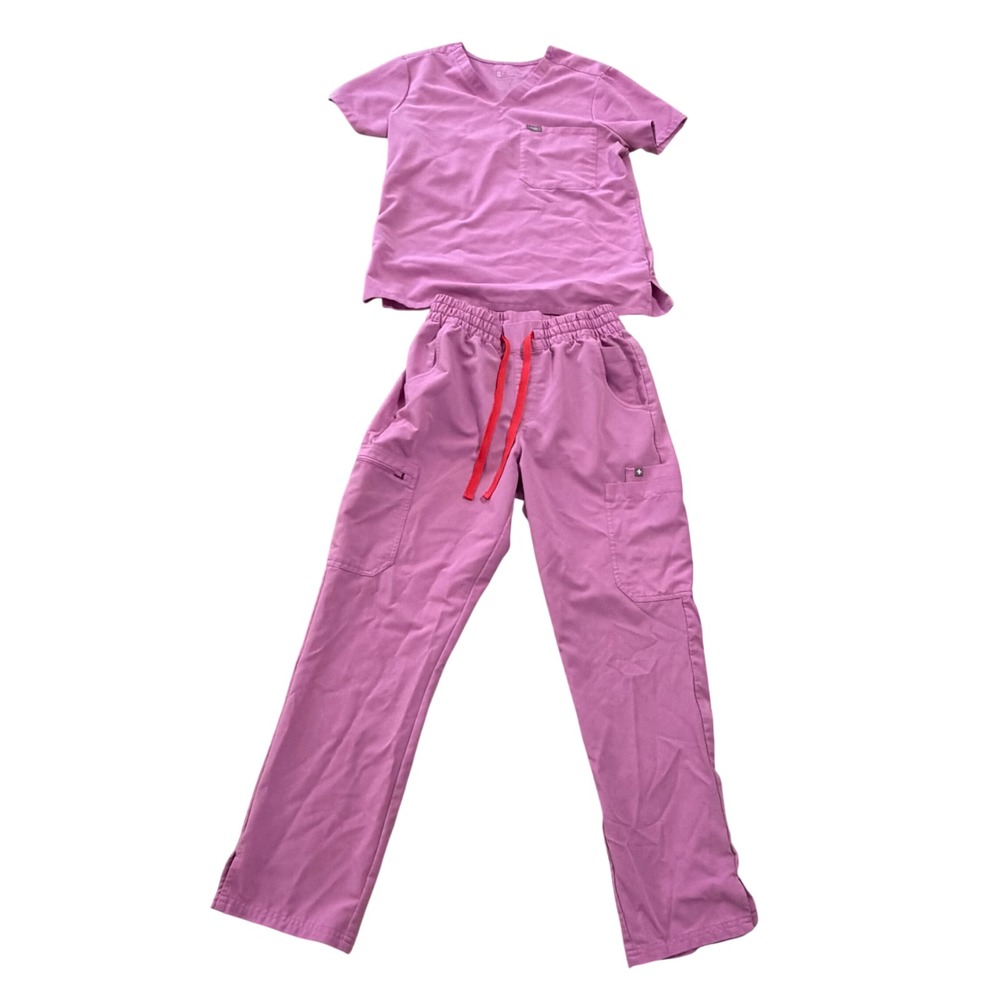 Figs "Pink Cloud" Lmtd Ed Scrub Set Catarina Top Dowa Hi Rise Cargo Pants sz S